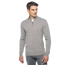 Carica l'immagine nel visualizzatore di Gallery, Quarter Zip Pure Cashmere Pullover LEONELLO Artikelnummer: T1071-109 Farbe: Hellgraumelange Vorderseite