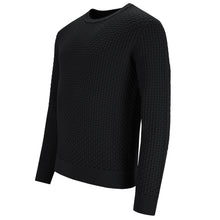 Load image into Gallery viewer, Crew-neck Diamond Grid Pullover PIERO T1074-100 Farbe: schwarz Seitenansicht