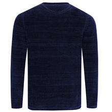 Lade das Bild in den Galerie-Viewer, Crew-neck Chenille-Pullover Open-hem BILLY T1163-672 Farbe: Marineblau Rückseite