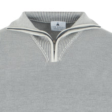 Load image into Gallery viewer, Quarter-Zip Troyer Pullover Two-Tone Rib CARLO Artikelnummer: T1171-143 Farbe Titanio/Grau Detail
