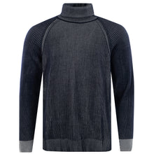Carica l'immagine nel visualizzatore di Gallery, Roll-neck Pullover 2-Tone Rib ALAIN Artikelnummer: T1172-672 Farbe Marineblau Vorderseite