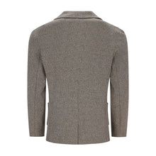 Carica l'immagine nel visualizzatore di Gallery, Beiger Herren-Sweatblazer aus weicher Baumwolle mit Reverskragen, einreihiger Knopfleiste und sportlich-elegantem Minimal-Design.