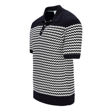 Lade das Bild in den Galerie-Viewer, Knitted Drop Needle Stripe Poloshirt PASQUALE