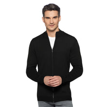 Lade das Bild in den Galerie-Viewer, Essential Full Zip-Strickjacke ALVIN Artikelnummer: T1007-100 Farbe: Schwarz Vorderseite
