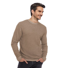 Lade das Bild in den Galerie-Viewer, Crew-neck Grid Knit Vintage Pullover NICHOLAS Artikelnummer: T1069/1-227 Farbe: Greige Vorderseite