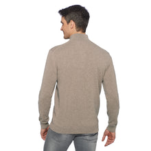 Lade das Bild in den Galerie-Viewer, Quarter Zip Pure Cashmere Pullover LEONELLO Artikelnummer: T1071-205 Farbe: Beige Rückseite
