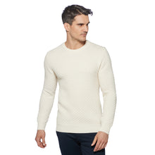 Load image into Gallery viewer, Crew-neck Diamond Grid Pullover PIERO T1074-218 Farbe: Ecru Vorderseite