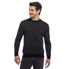 Carica l'immagine nel visualizzatore di Gallery, Crew-neck Pullover Logogram Jacquard FRANCESCO Artikelnummer: T1117-100 Farbe Schwarz Vorderseite