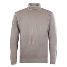 Load image into Gallery viewer, Roll-neck Pullover Waffle Knit FAUSTO Artikelnummer: T1124-227 Farbe: Greige Vorderseite
