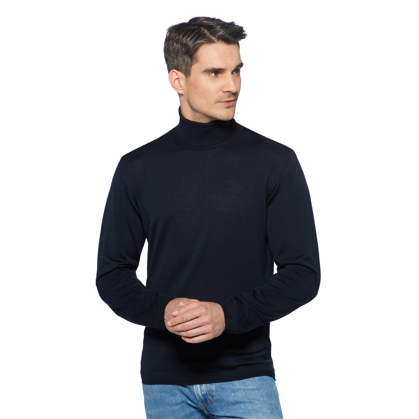 Essential Roll-neck Pullover PETER Artikelnummer: T1006-672 Farbe: Marineblau Vorderseite