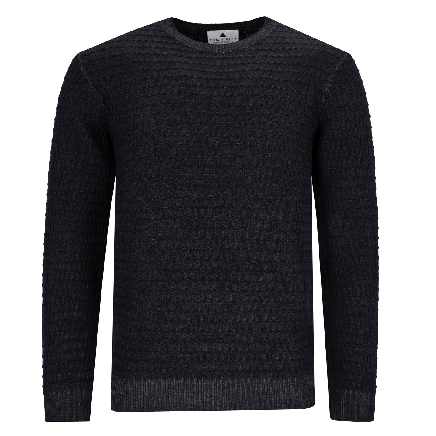 Crew-neck Grid Knit Vintage Pullover NICHOLAS