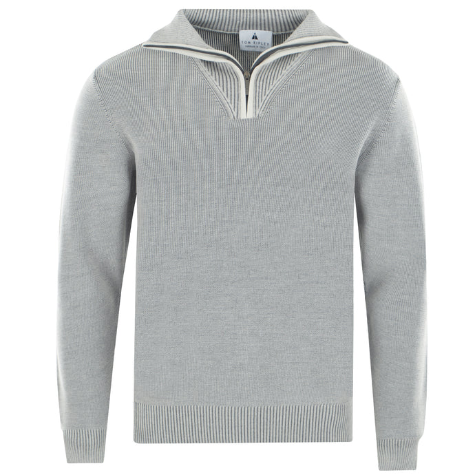 Quarter-Zip Troyer Pullover Two-Tone Rib CARLO Artikelnummer: T1171-143 Farbe Titanio/Grau Vorderseite