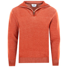 Load image into Gallery viewer, Quarter-Zip Troyer Pullover Two-Tone Rib CARLO Artikelnummer: T1171-322 Farbe: Terracotta Vorderseite
