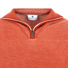 Load image into Gallery viewer, Quarter-Zip Troyer Pullover Two-Tone Rib CARLO Artikelnummer: T1171-322 Farbe: Terracotta Detail
