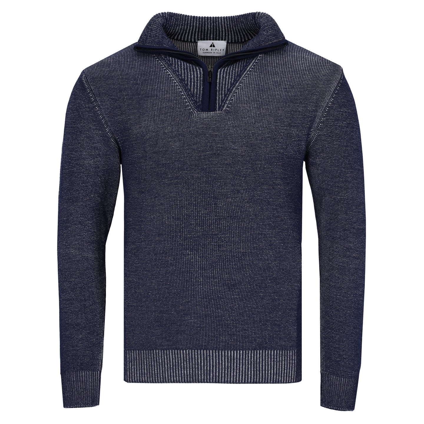 Quarter-Zip Troyer Pullover Two-Tone Rib CARLO