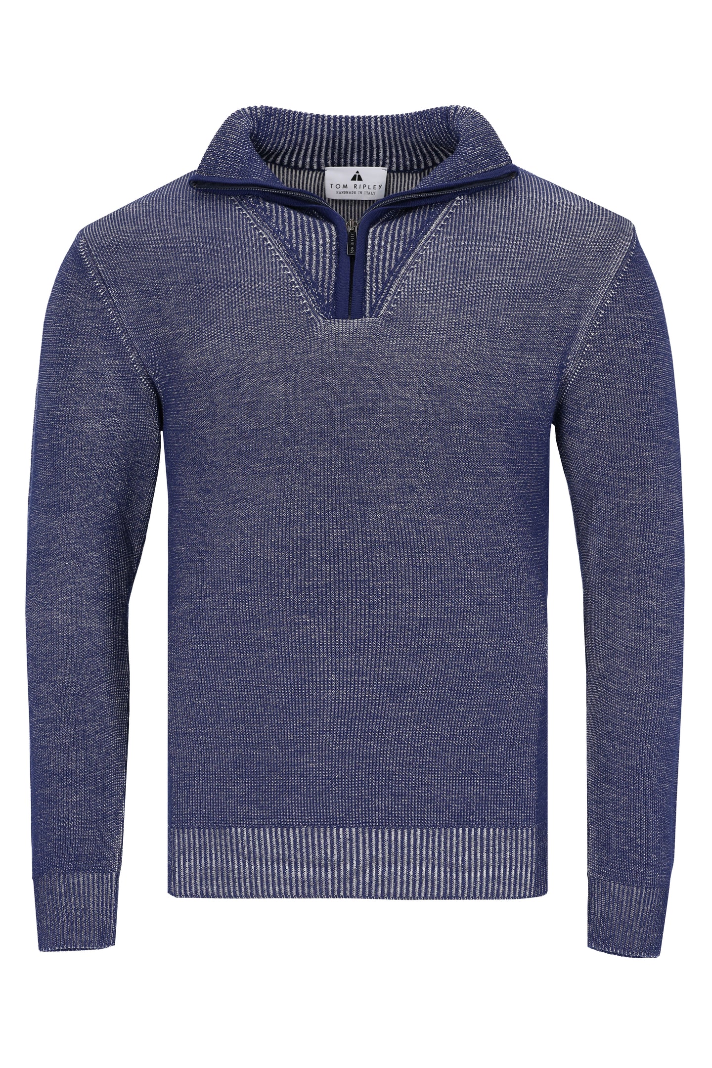 Quarter-Zip Troyer Pullover Two-Tone Rib CARLO