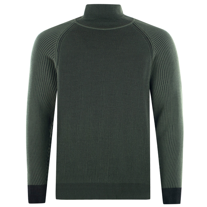 Roll-neck Pullover 2-Tone Rib ALAIN Artikelnummer: T1172-586 Farbe Oliva/Grün Vorderseite