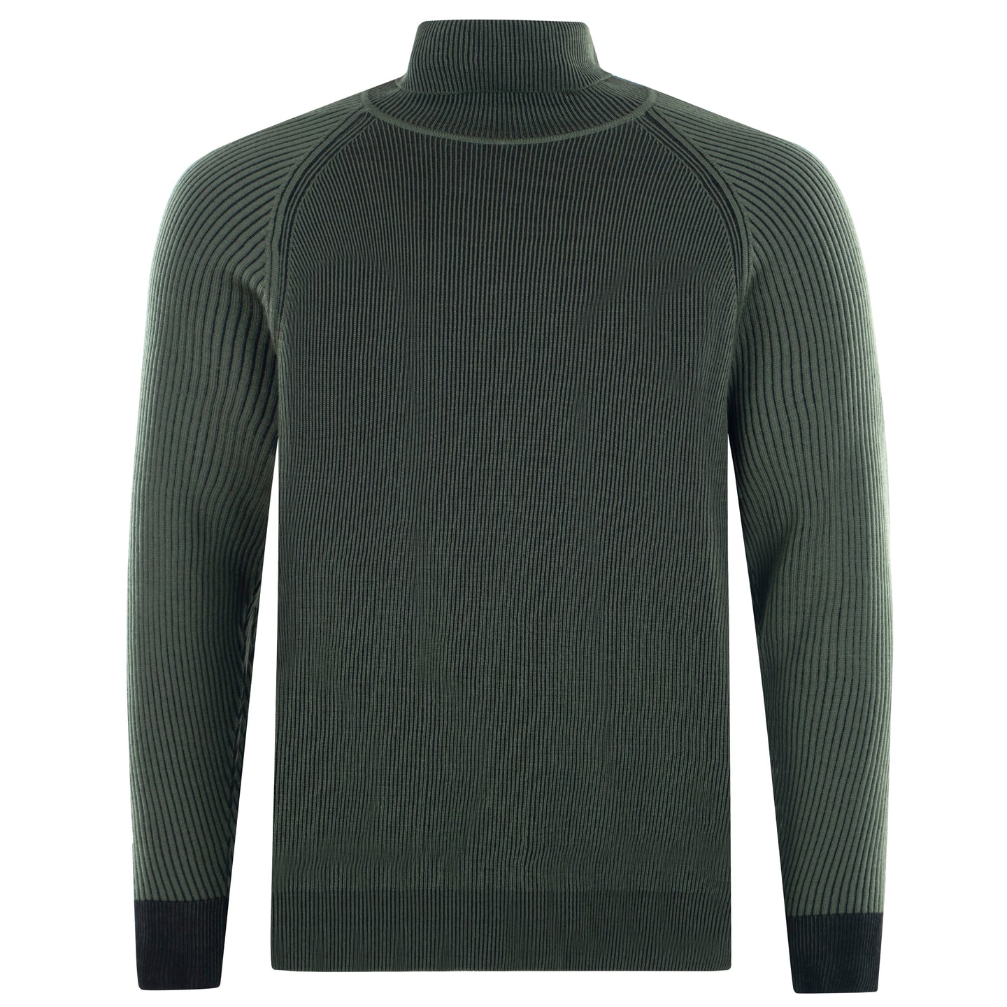 Roll-neck Pullover 2-Tone Rib ALAIN Artikelnummer: T1172-586 Farbe Oliva/Grün Vorderseite