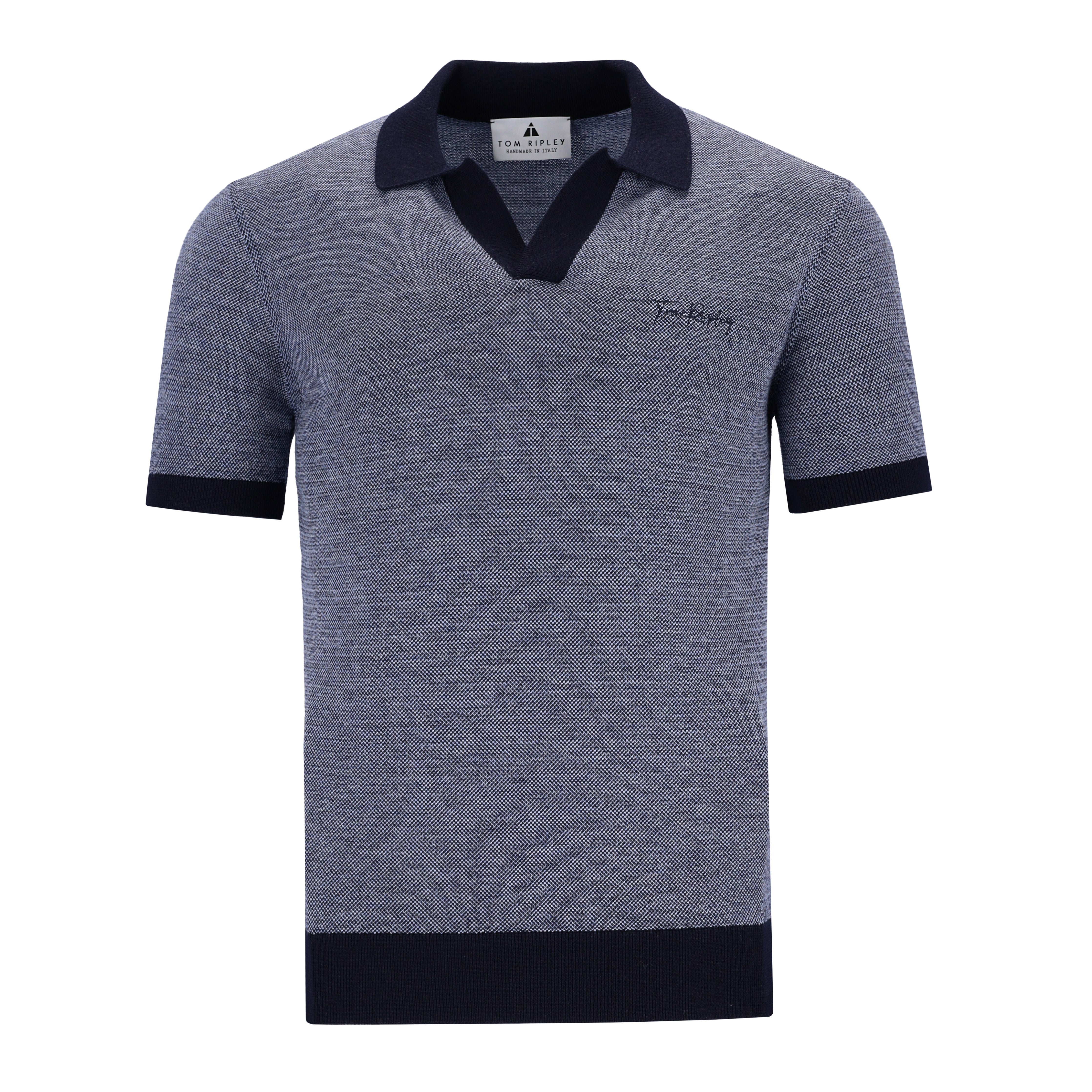 Knitted Minimal Grid Jacquard Poloshirt KENNETH