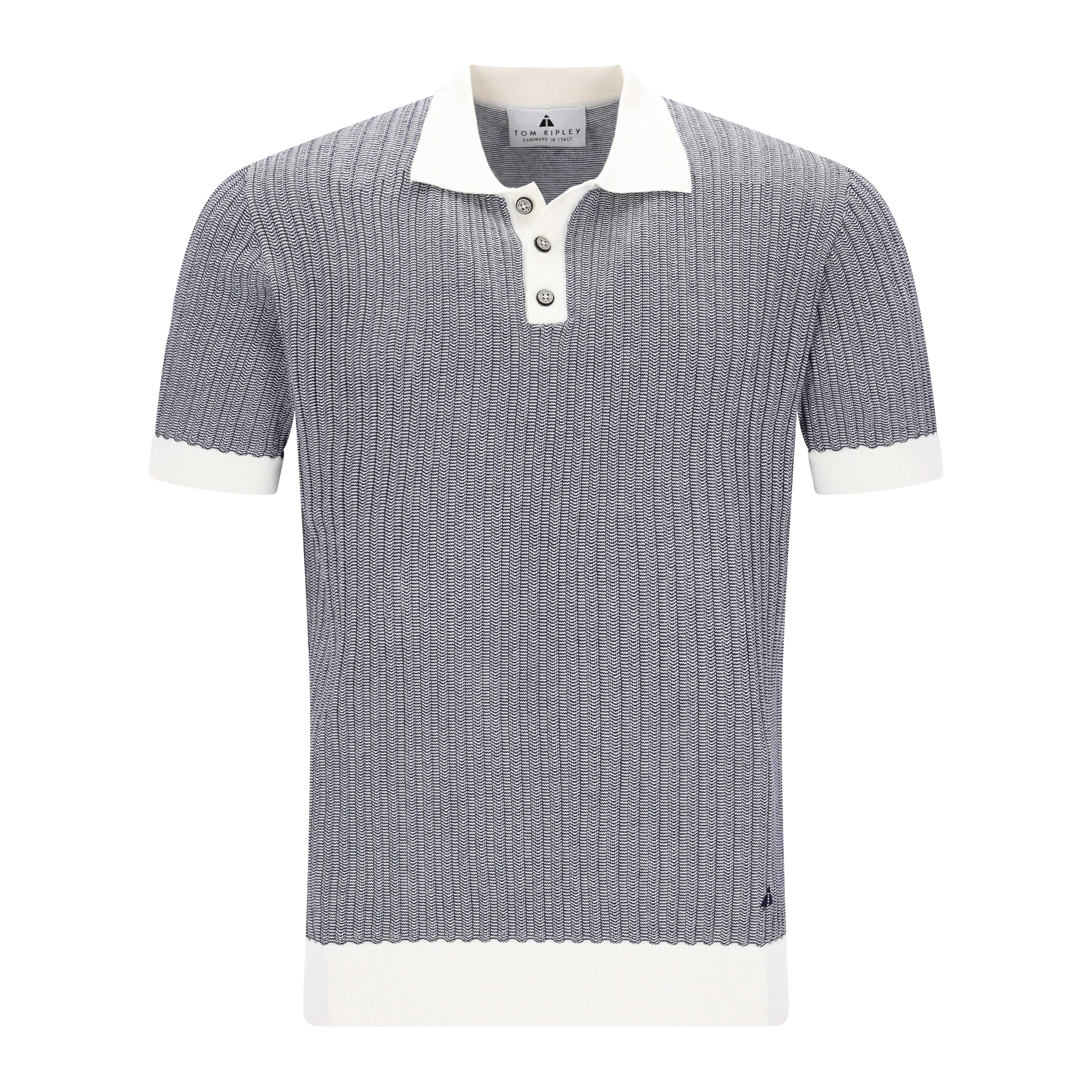 Knitted Bicolour Pappardelle Poloshirt AUSTIN