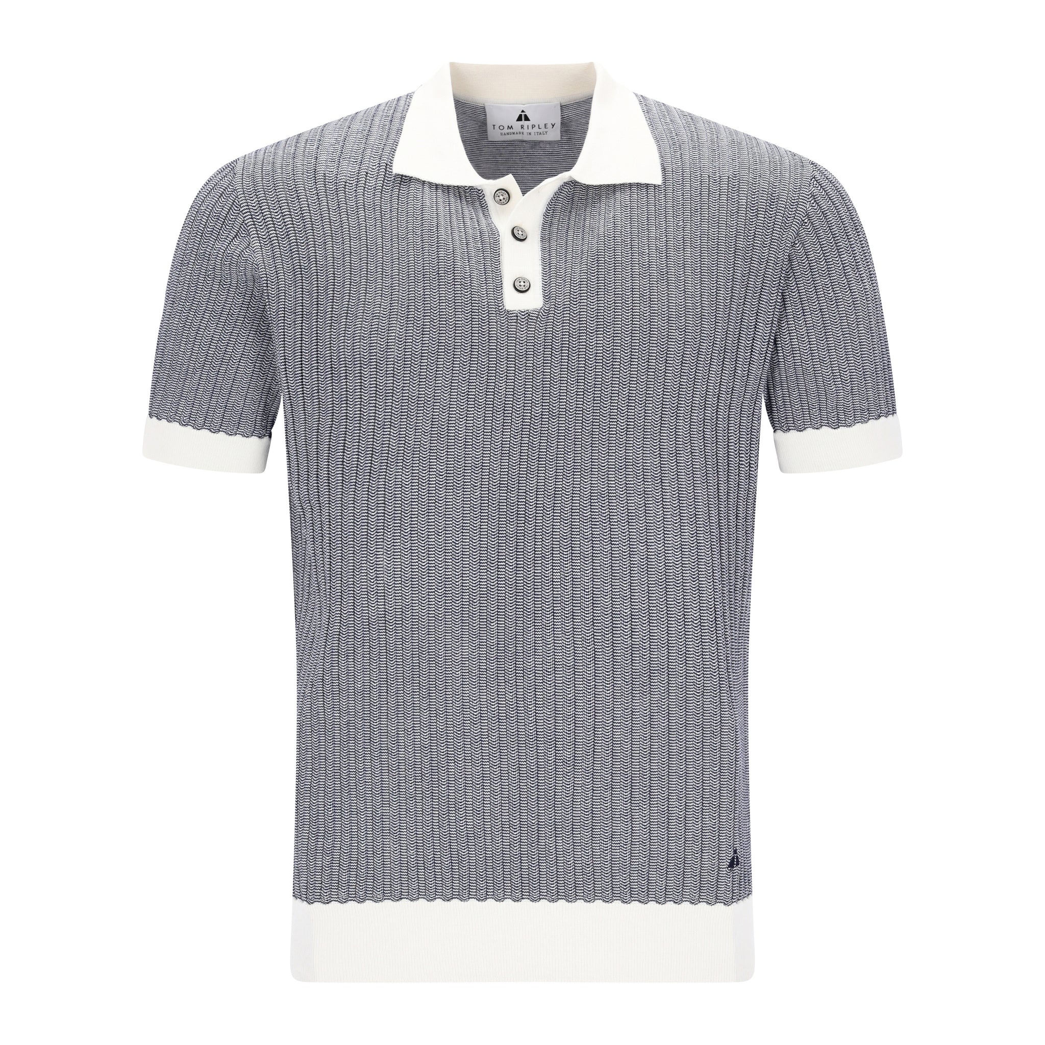 Knitted Bicolour Pappardelle Poloshirt AUSTIN