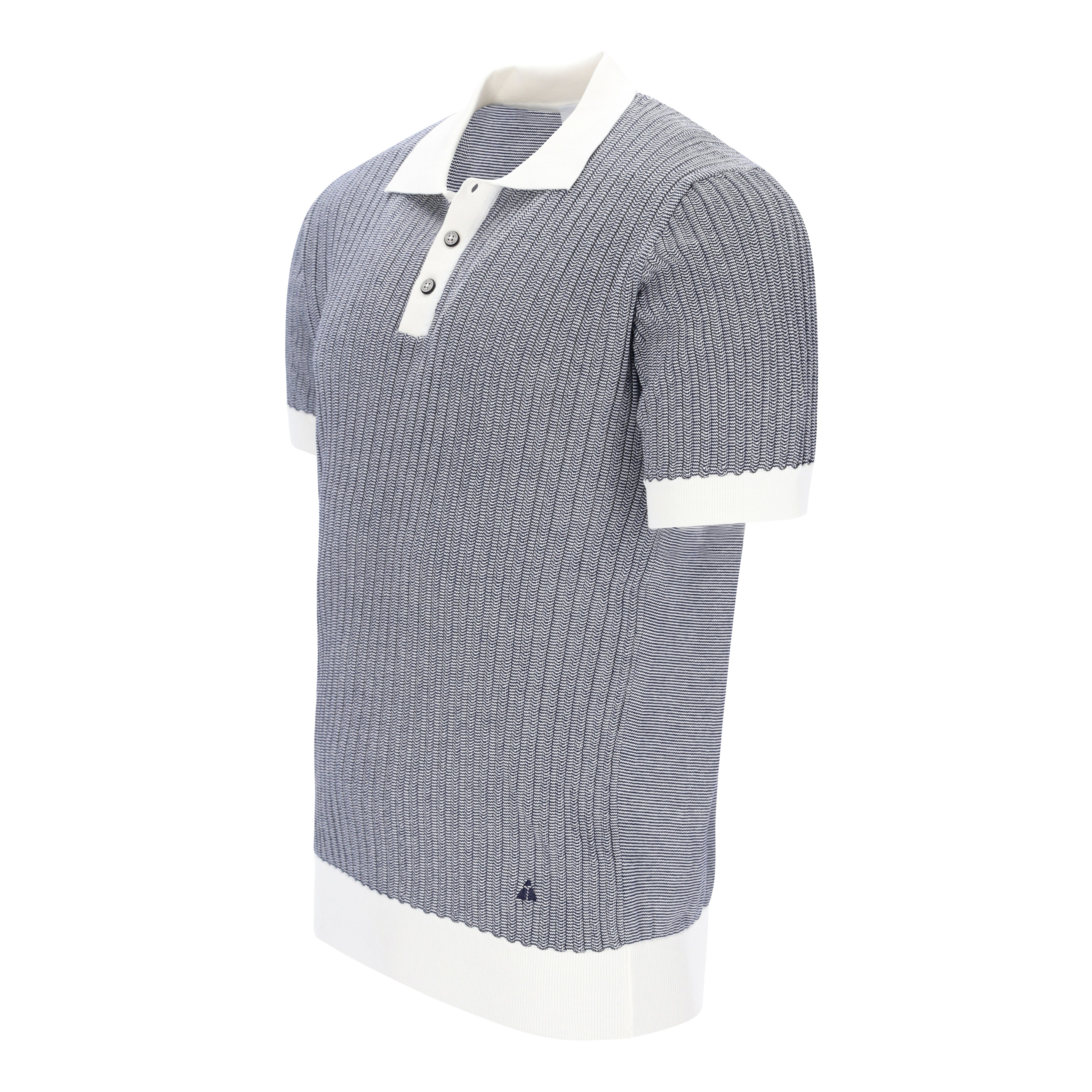 Knitted Bicolour Pappardelle Poloshirt AUSTIN