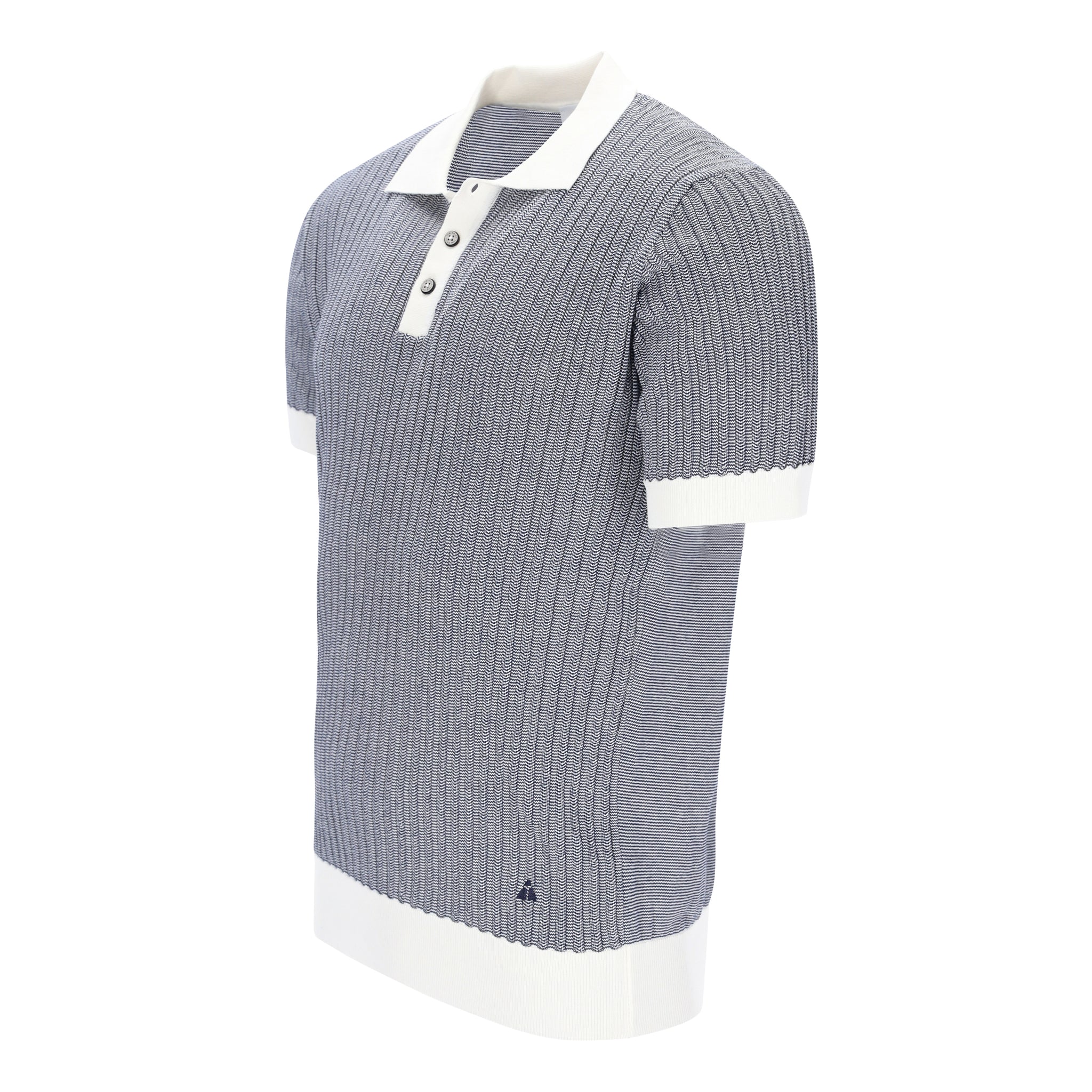 Knitted Bicolour Pappardelle Poloshirt AUSTIN