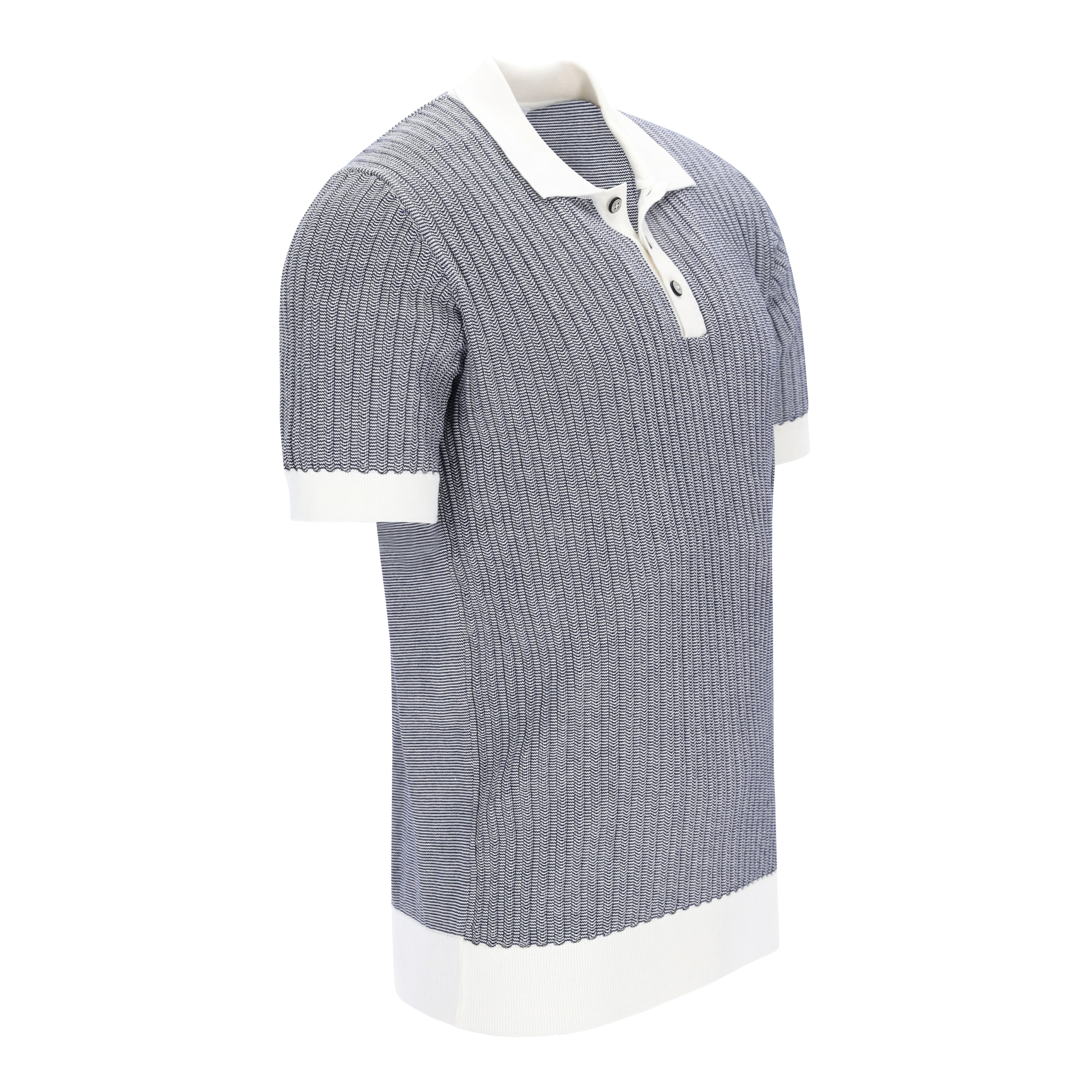 Knitted Bicolour Pappardelle Poloshirt AUSTIN