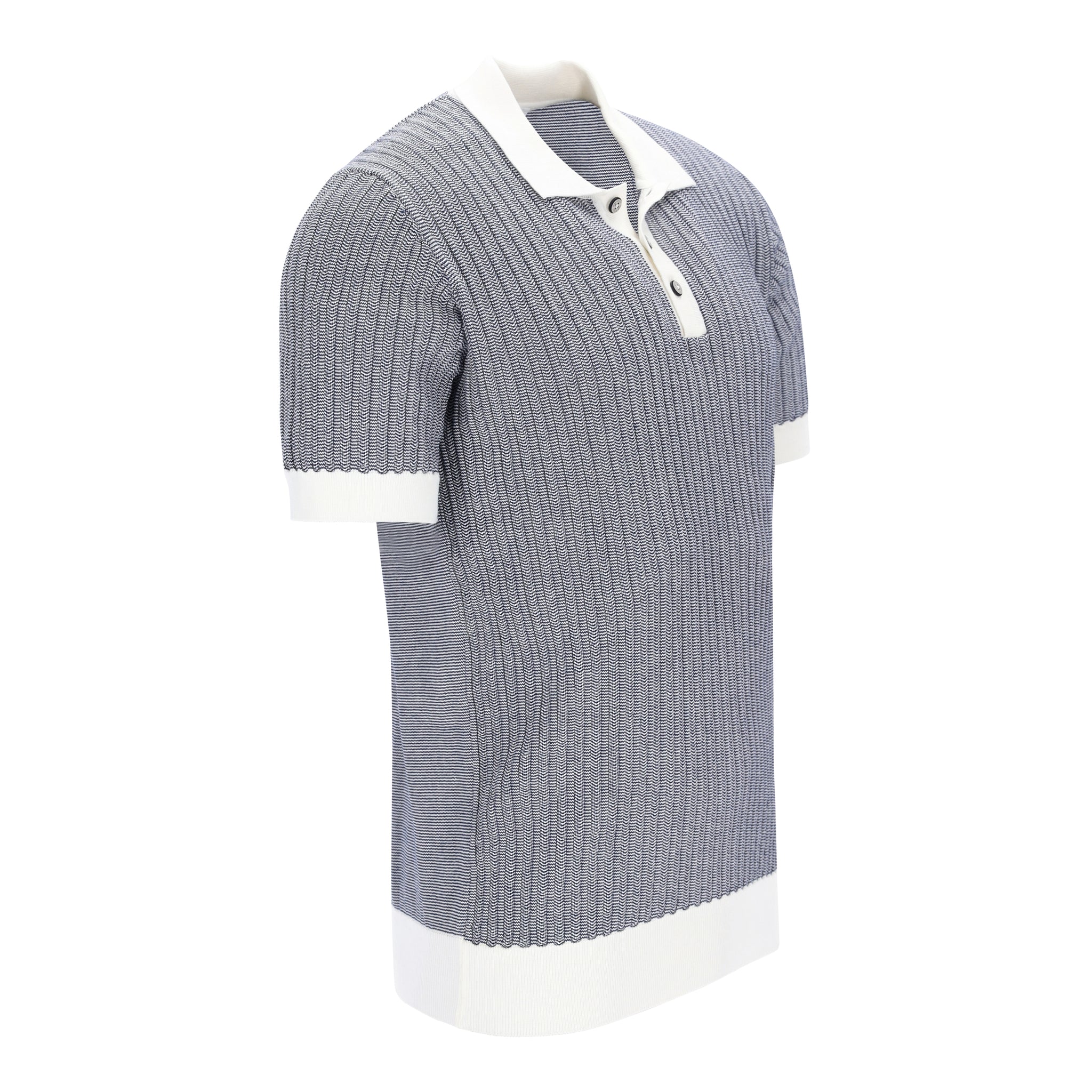 Knitted Bicolour Pappardelle Poloshirt AUSTIN