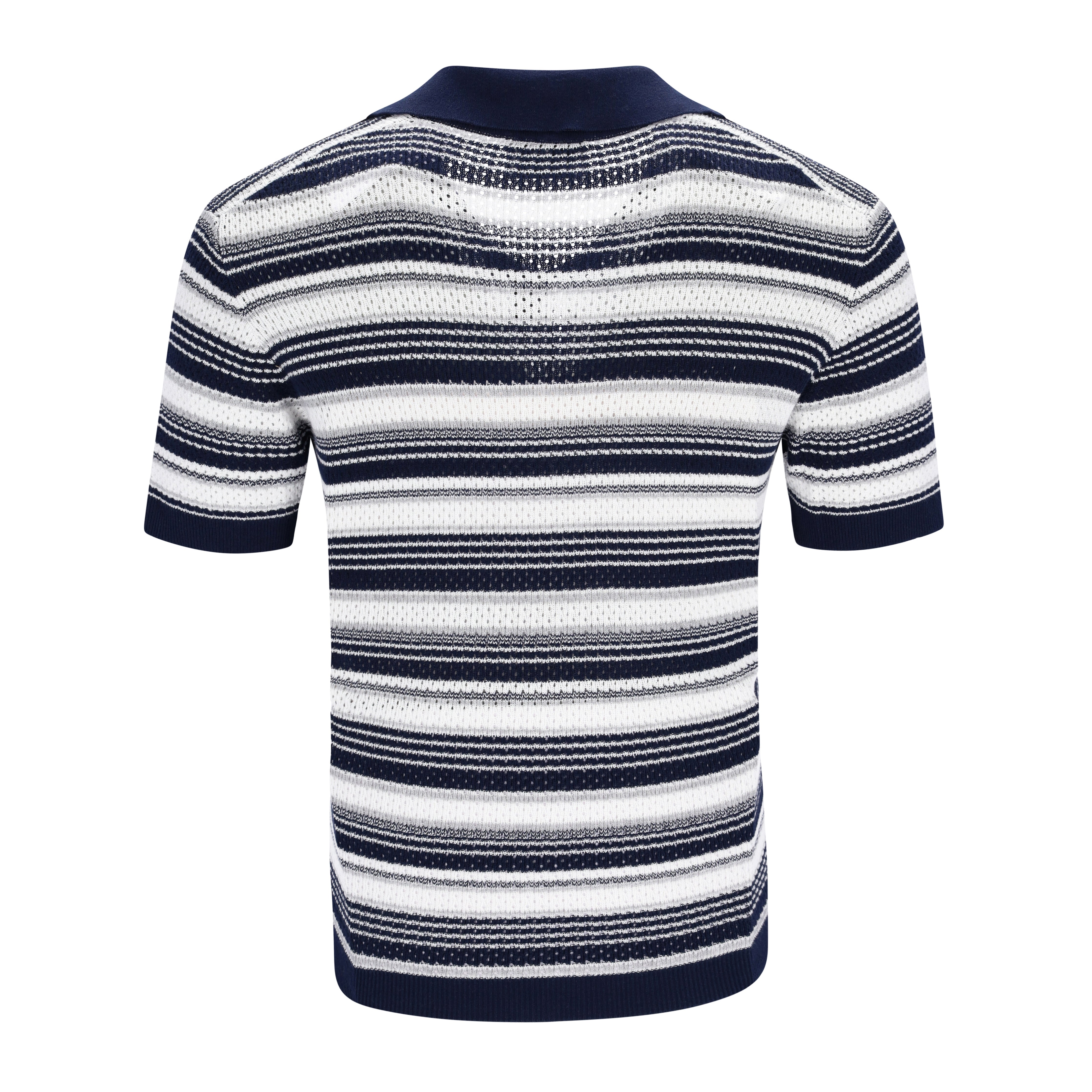 Knitted Vintage-Stripe Ajour Poloshirt CIRO