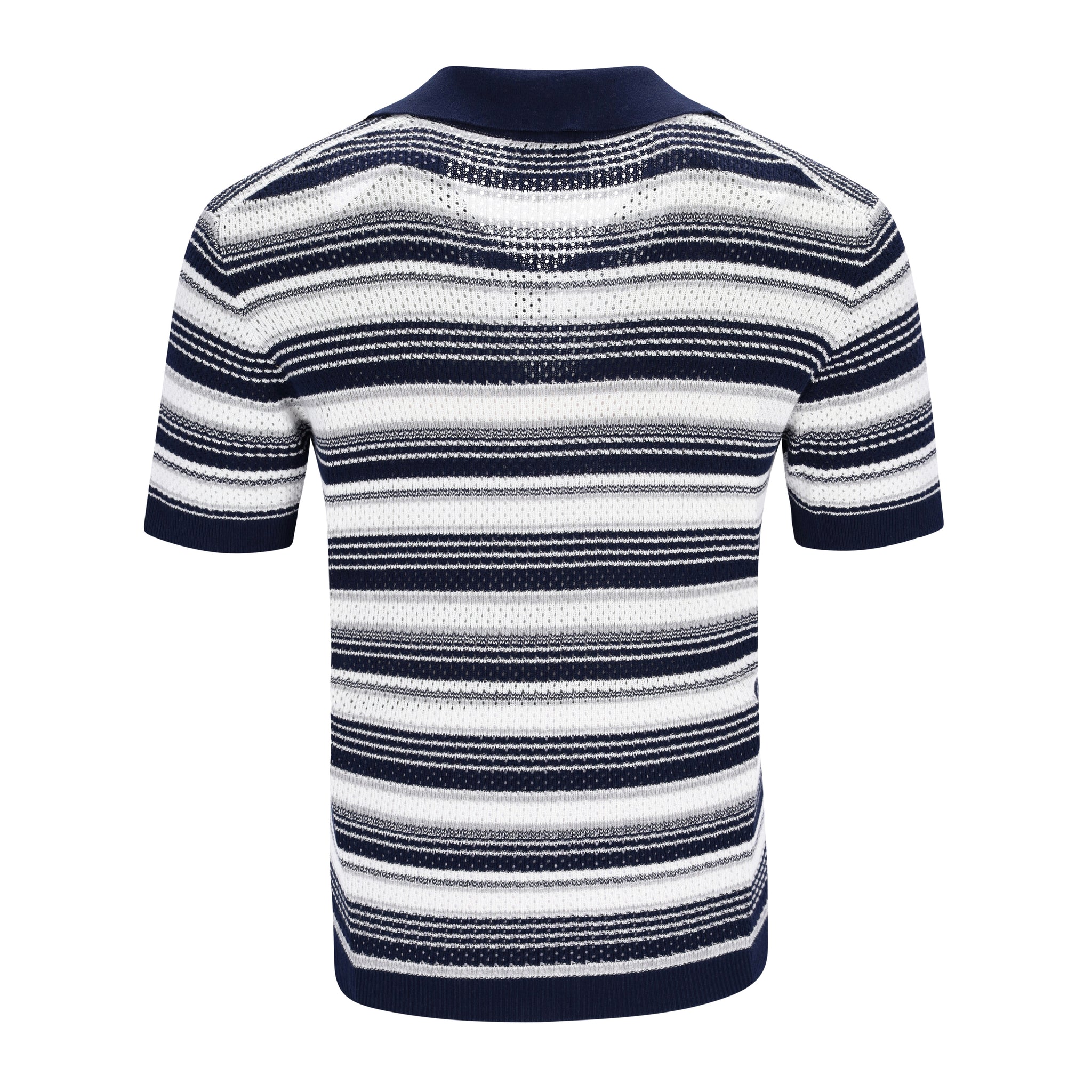 Knitted Vintage-Stripe Ajour Poloshirt CIRO