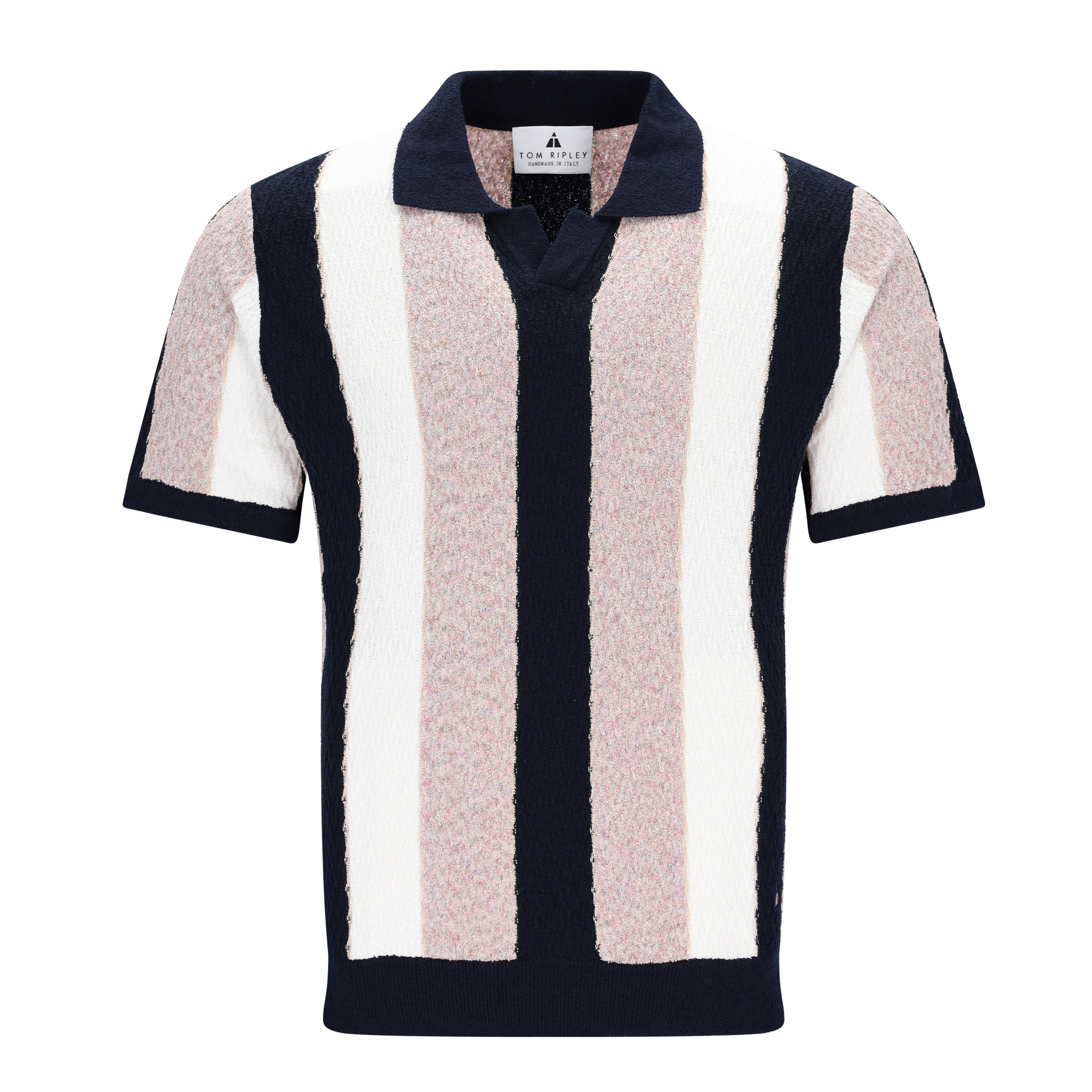 Knitted Vertical Stripe Bouclé Poloshirt PERNELL