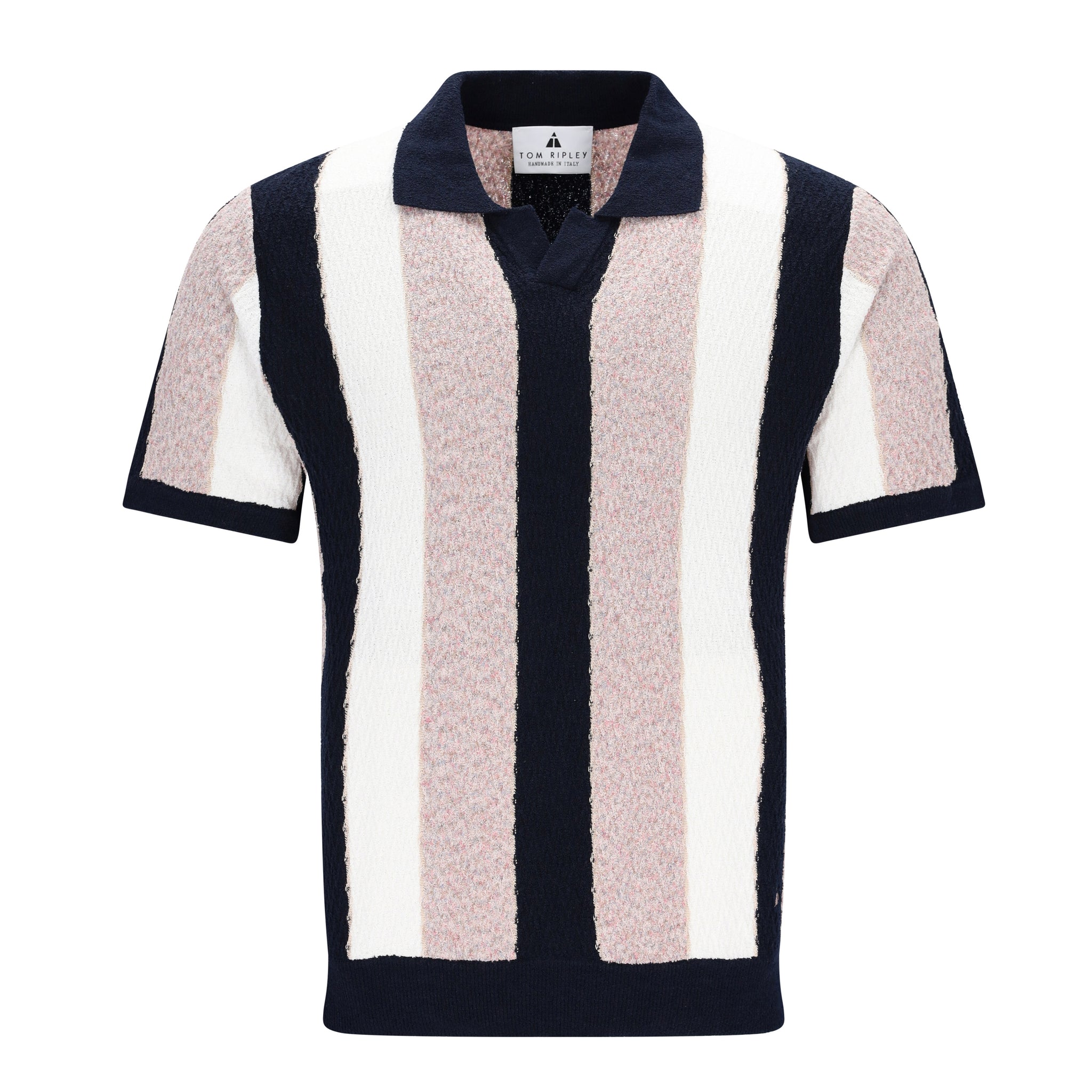 Knitted Vertical Stripe Bouclé Poloshirt PERNELL