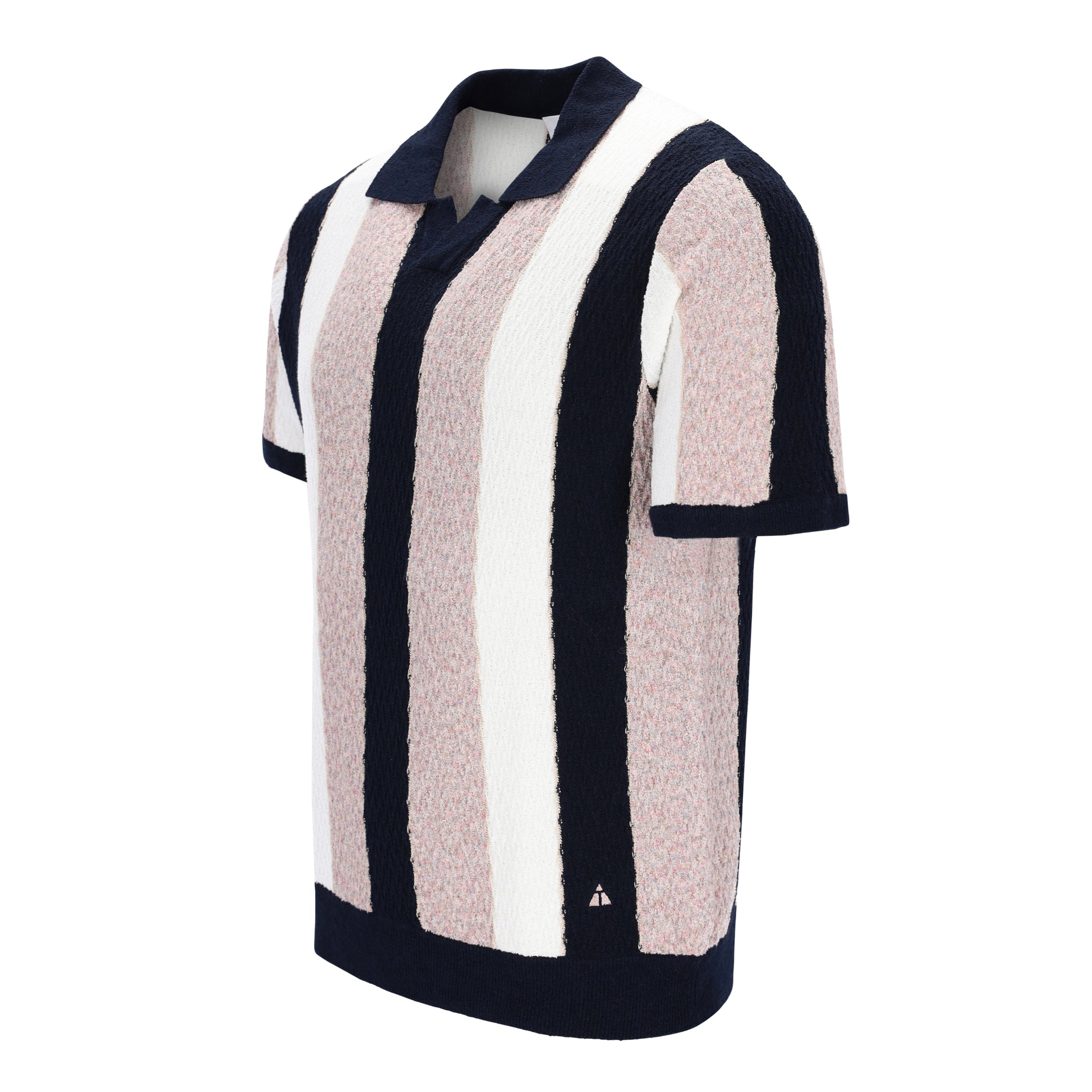 Knitted Vertical Stripe Bouclé Poloshirt PERNELL