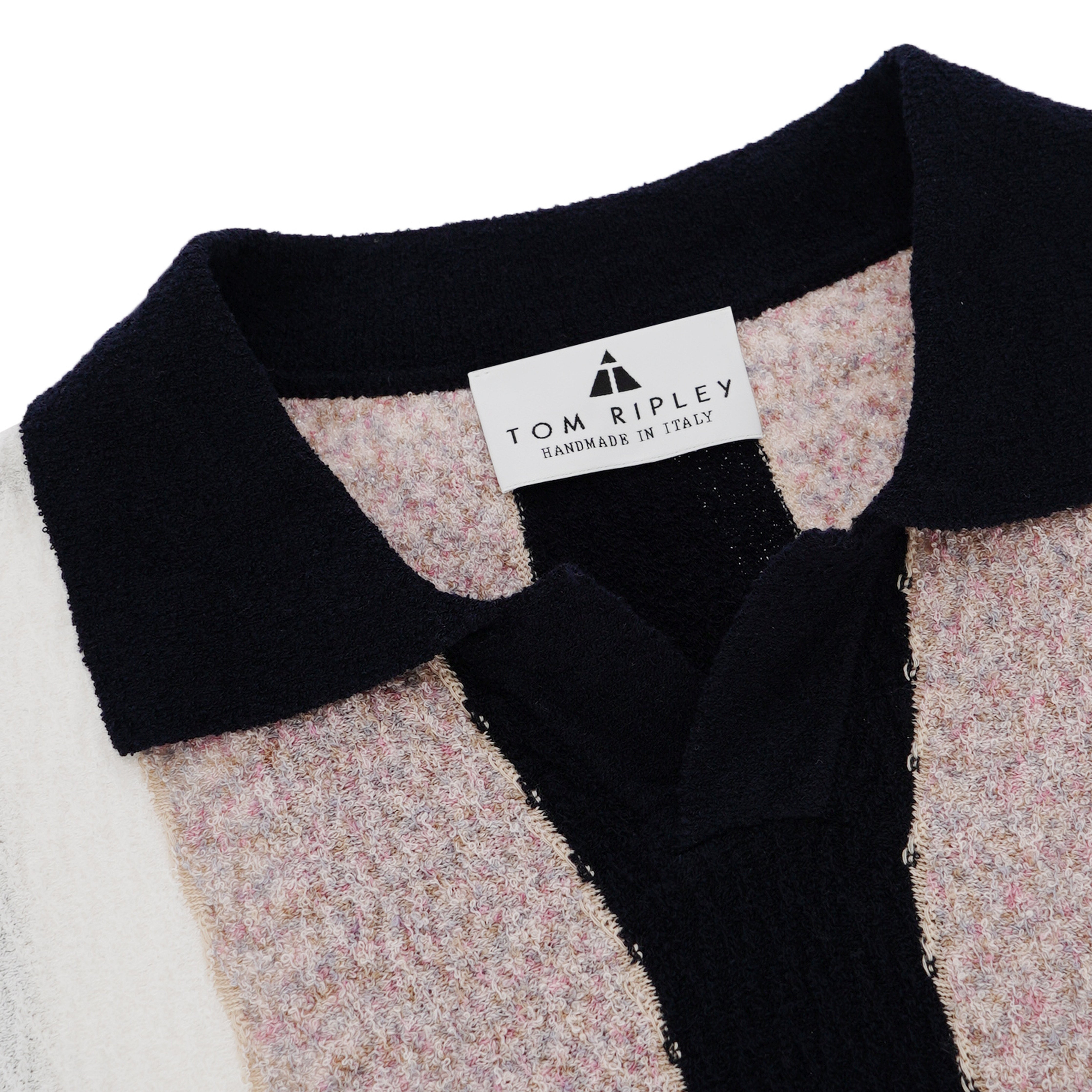 Knitted Vertical Stripe Bouclé Poloshirt PERNELL