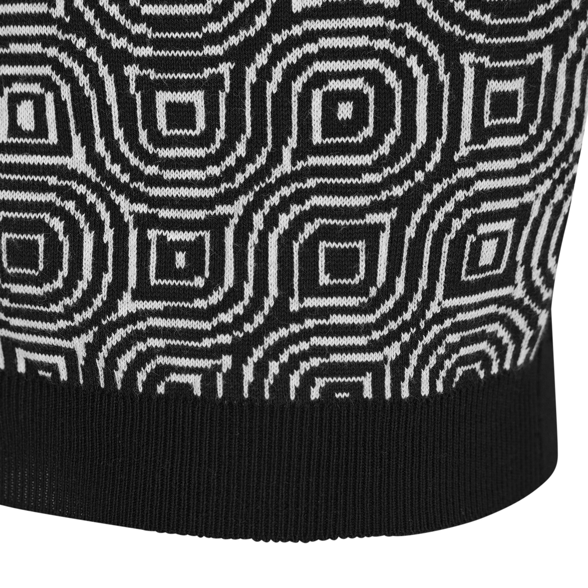 Knitted Button Through Op-Art Jacquard Poloshirt MATTEO