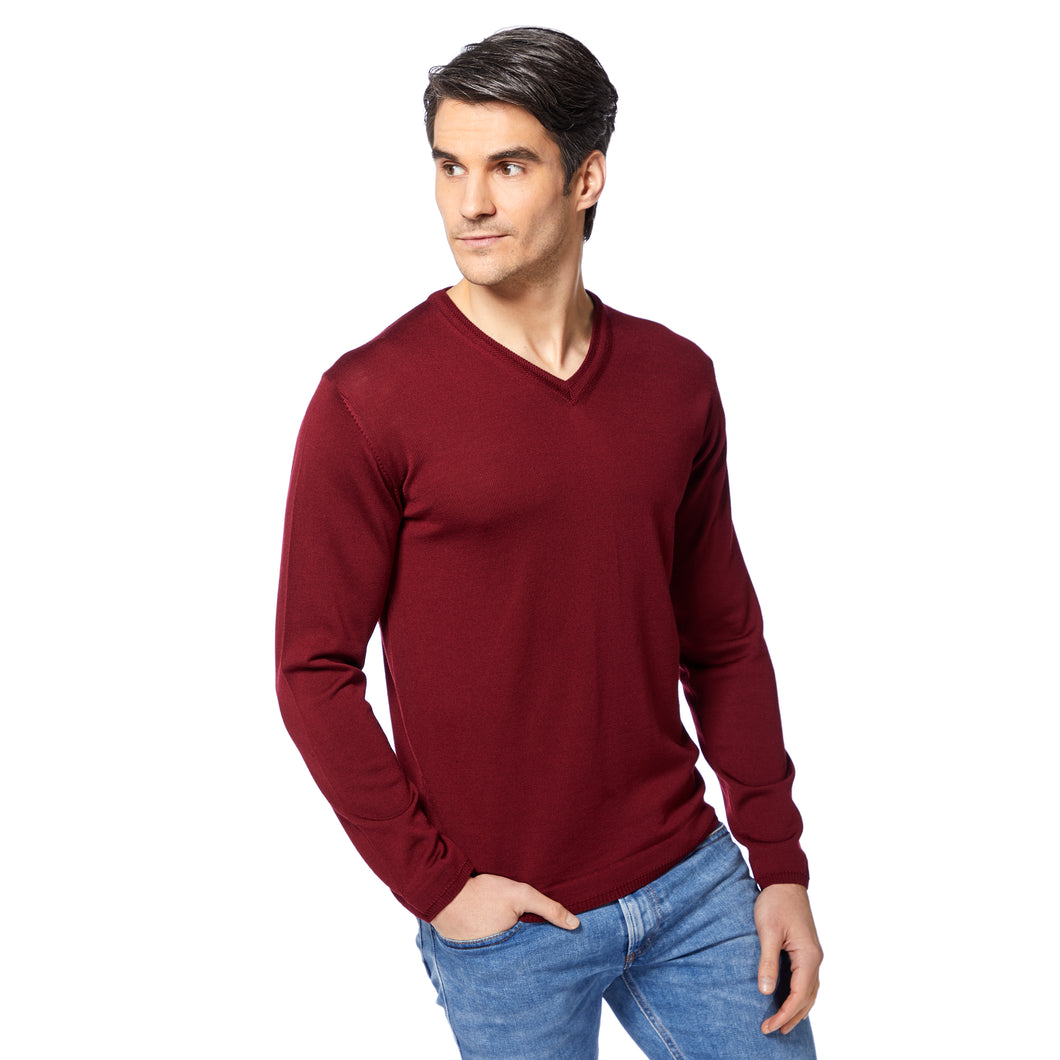 Essential V-neck Pullover FREDDIE Artikelnummer: T1005-359 Farbe: Barolo Vorderseite