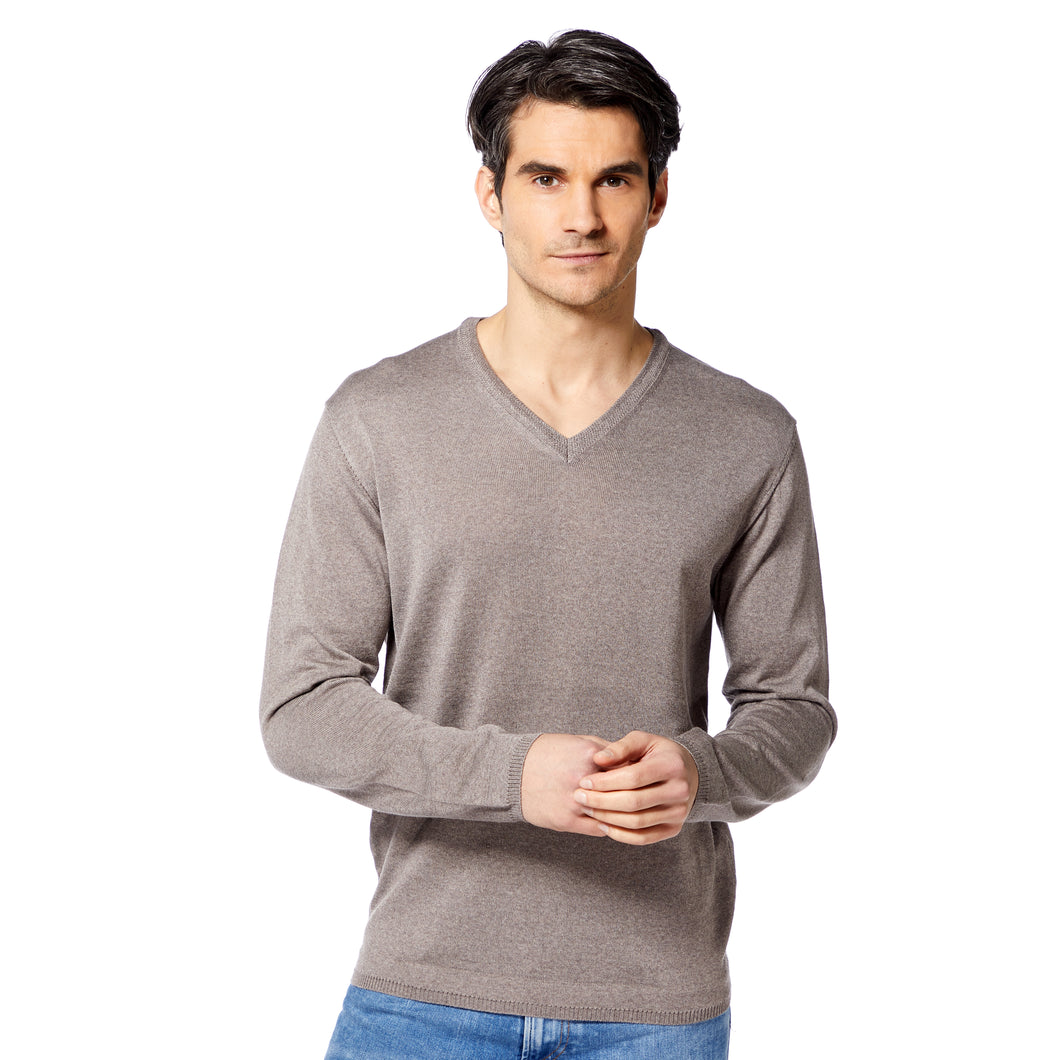 Essential V-neck Pullover FREDDIE Artikelnummer: T1005-227 Farbe: Greige Vorderseite