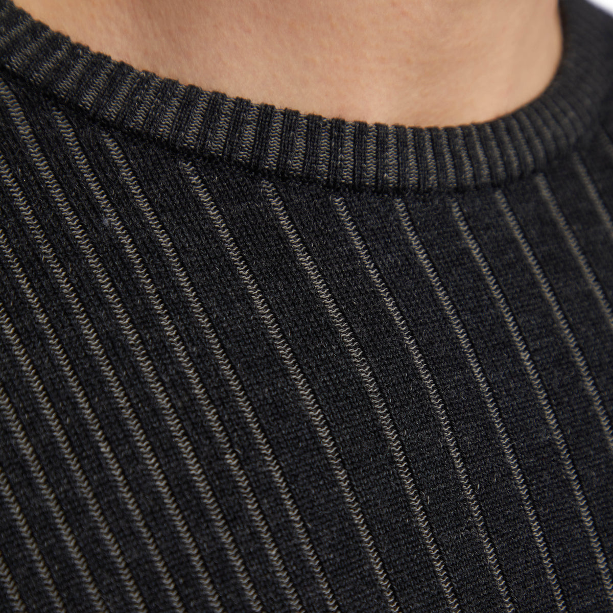 Crew-neck Pullover 2-Tone Rib LUCA Anthrazitmelange – TOM RIPLEY