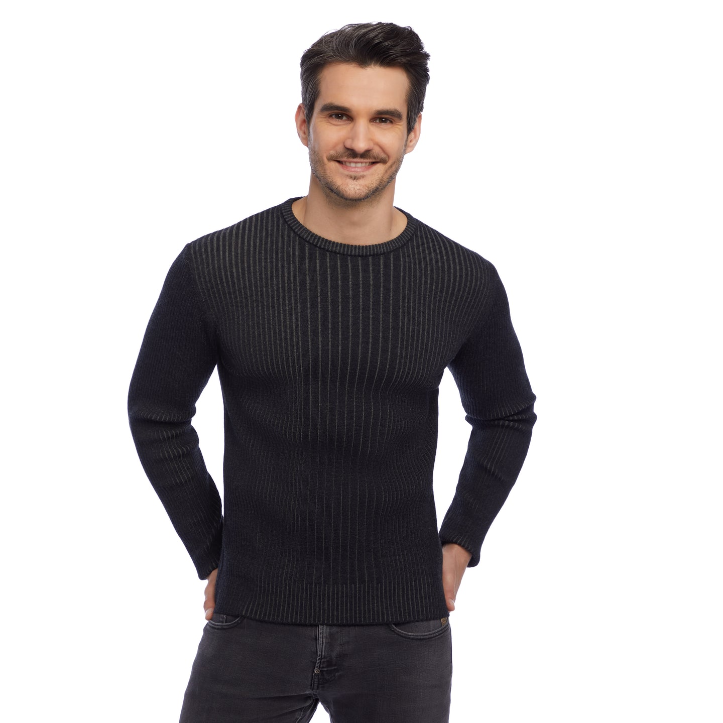 Crew-neck sweater 2-tone rib LUCA