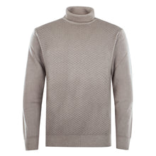 Load image into Gallery viewer, Roll-neck Pullover Waffle Knit FAUSTO Artikelnummer: T1124-227 Farbe: Greige Vorderseite
